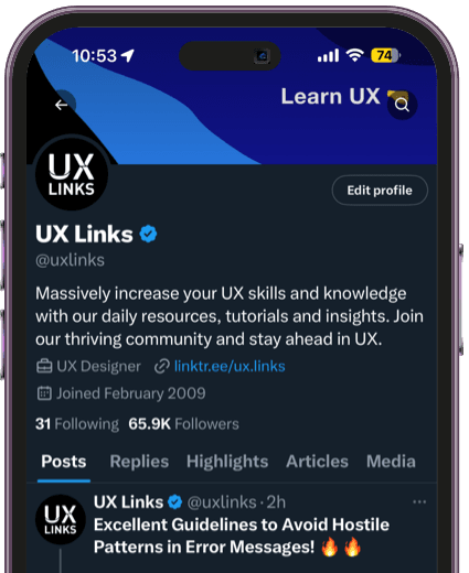 X Mobile UX Links